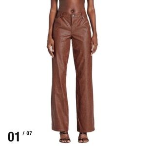 I AM GIA CARLINA PANT FAUX LEATHER BROWN SIZE MEDIUM
